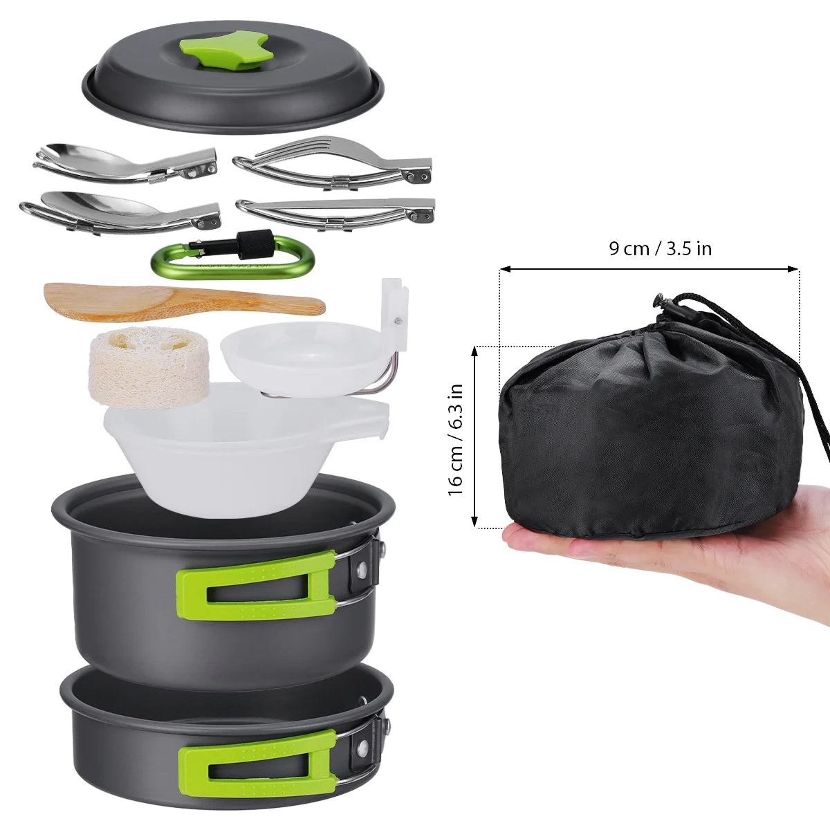 15 Pcs Non Stick Camping Cookware Set O55967
