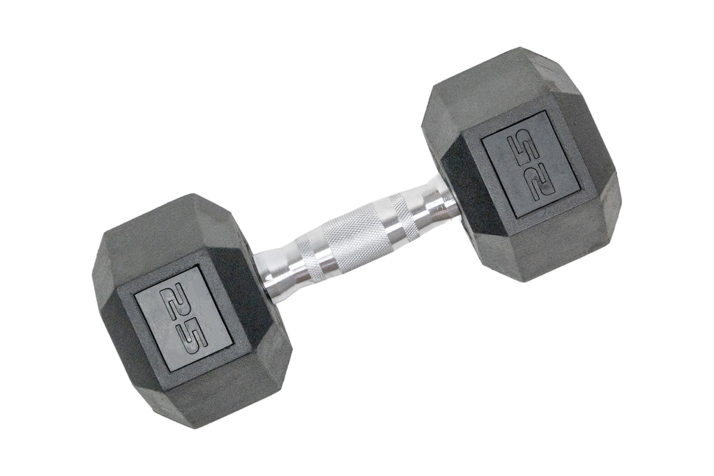 25 lb Black Hex Rubber Dumbbell C3438