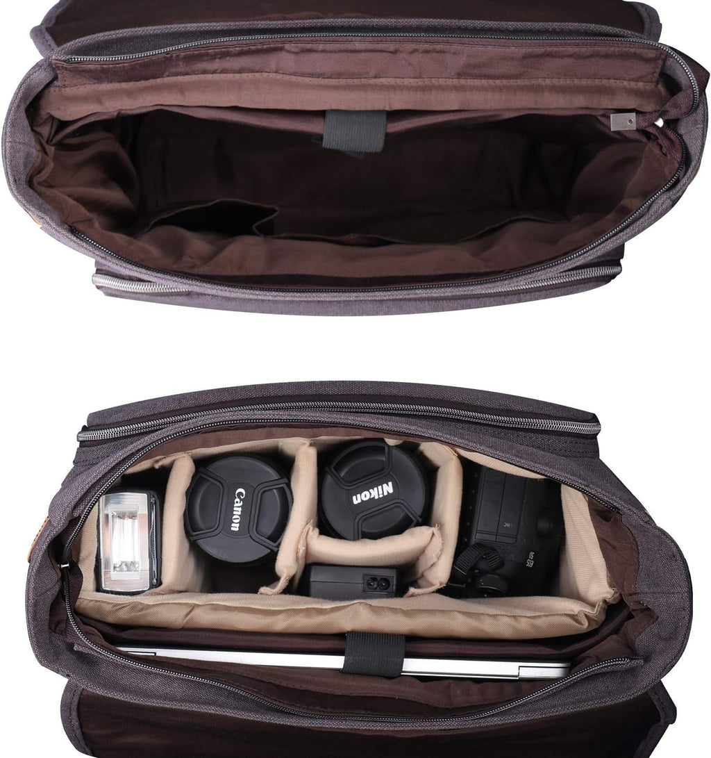 Canvas Messenger Bag with Camera Insert Sleeve L857064