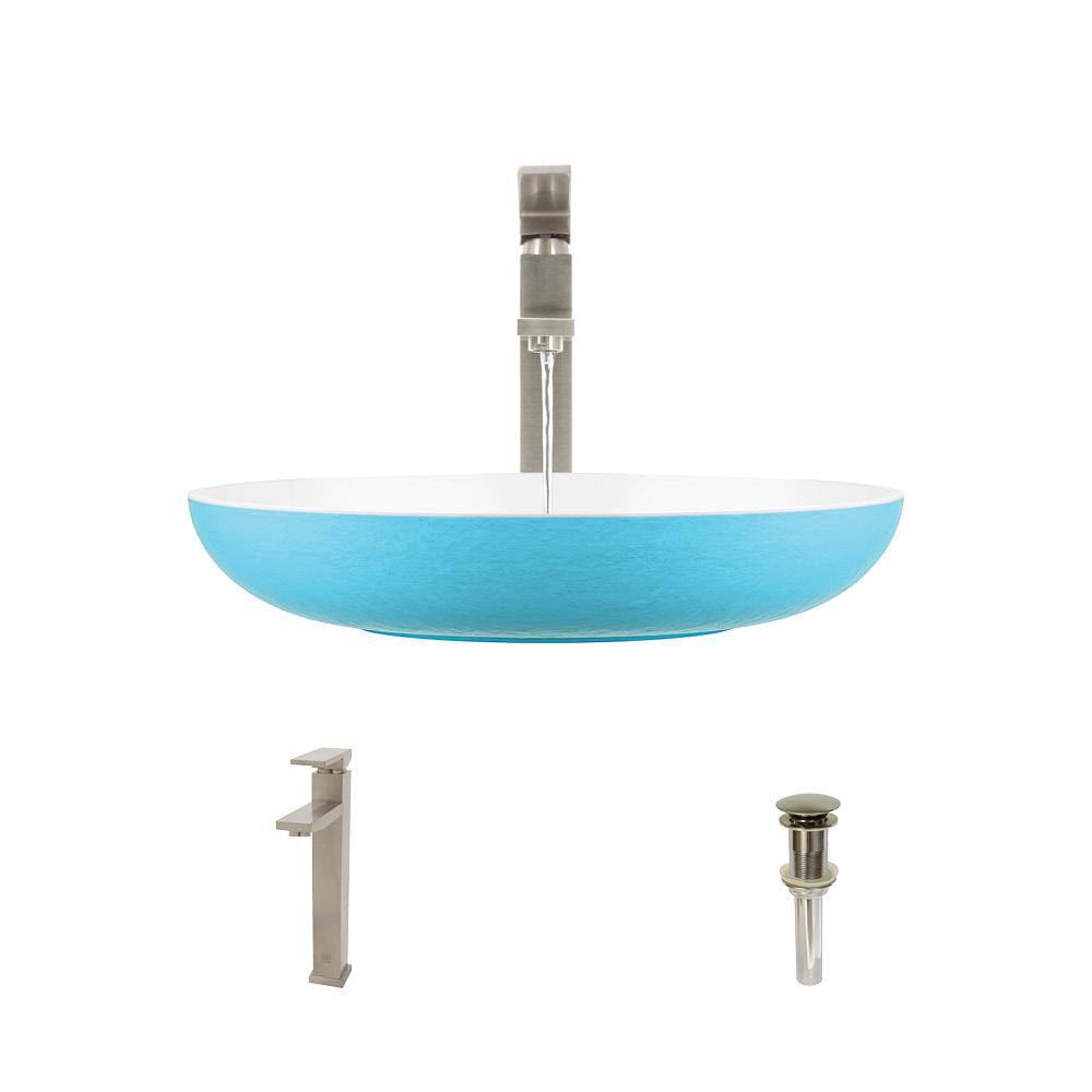 Stone Composite Oval Vessel Sink with Faucet L8051