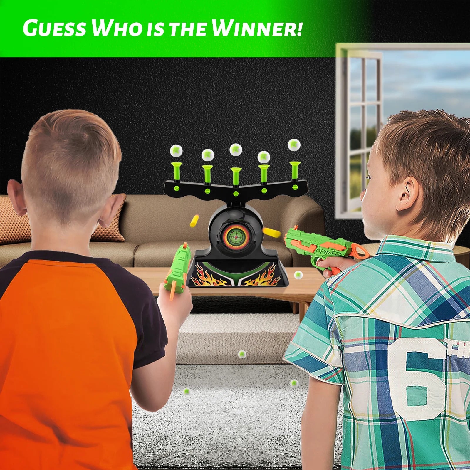 Glow in The Dark Floating Ball Target Practice Toys for Kids with 10 Soft Foam Balls 3 Darts H244139