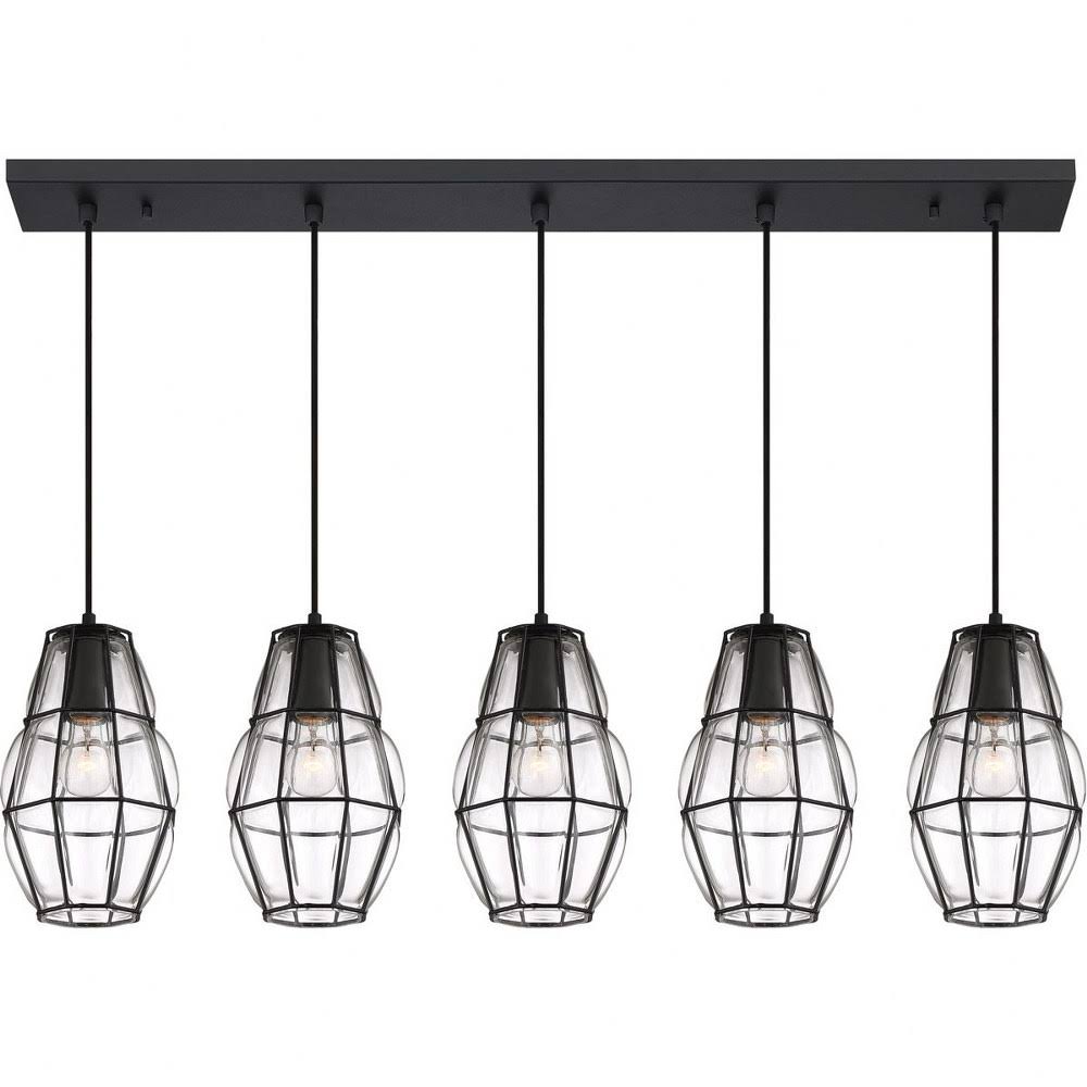 5 Light Island Black Finish with Clear Glass L424829