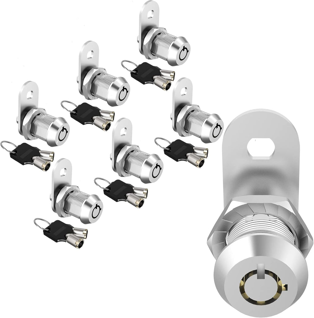 6 Pack 1-1/8 Zinc Alloy Cabinet Cam Locks with Keys X957176