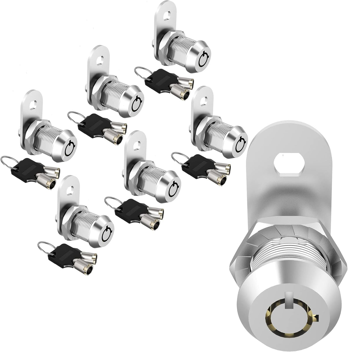 6 Pack 1-1/8 Zinc Alloy Cabinet Cam Locks with Keys X957176
