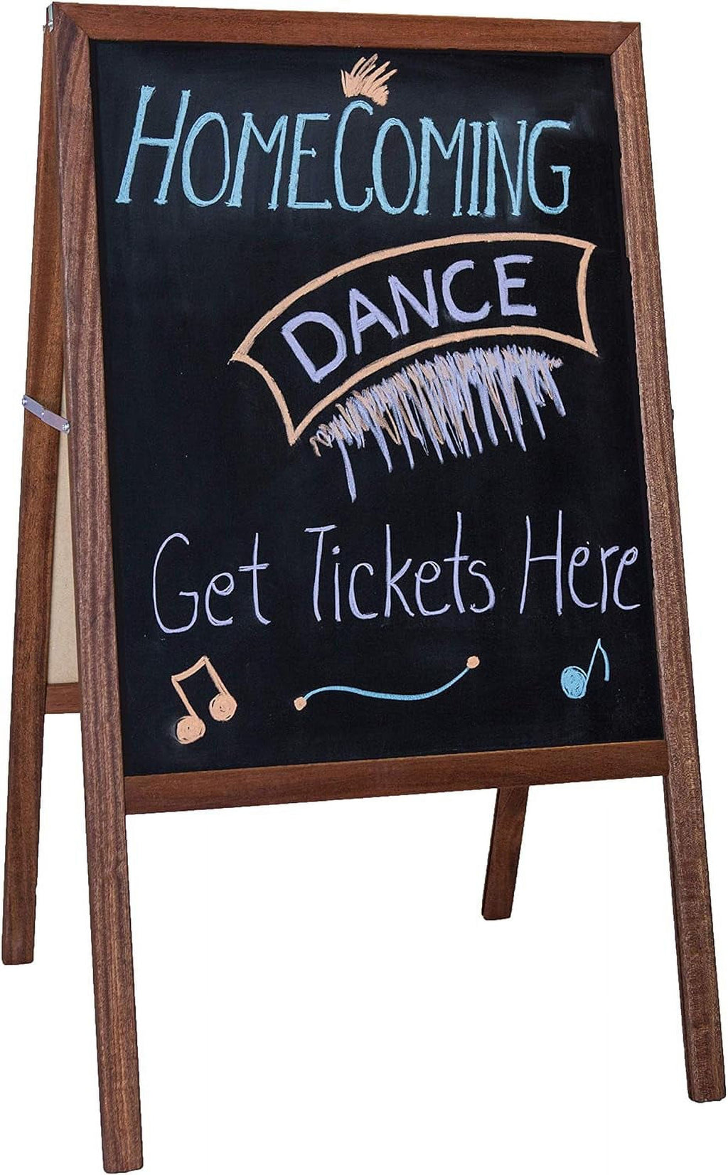 Easel (White Dry Erase Black Chalkboard) Stained Hardwood Sidewalk Easel, 42" H X 24" W E438794