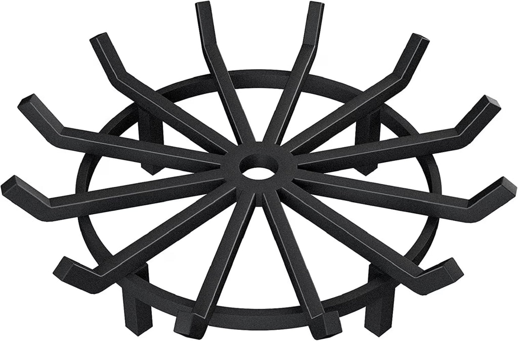 24in Wrought Iron Fire Grate Heavy Duty Black Fireplace Stove Burning Rack Holder 4Legs Z715011