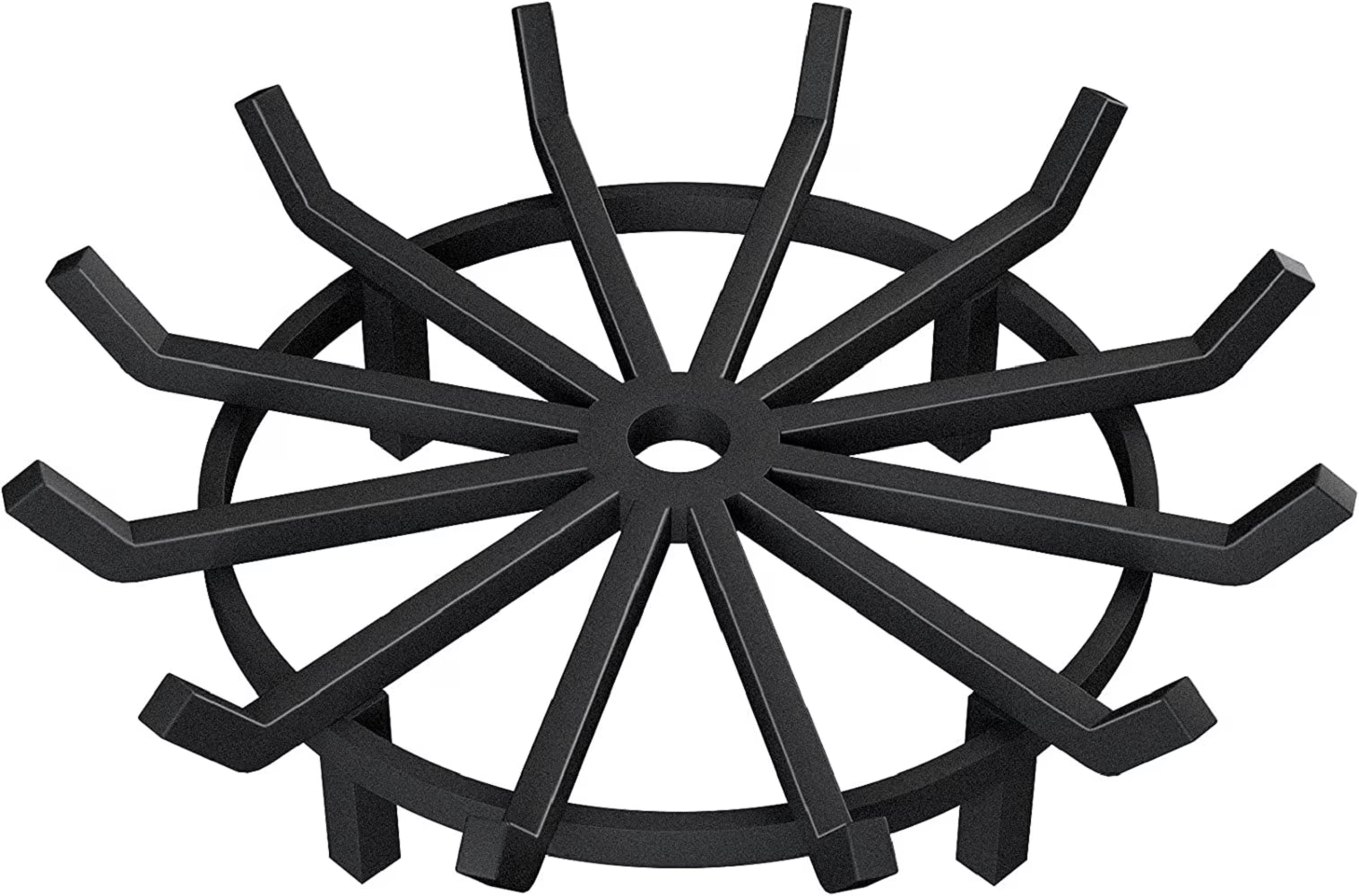 24in Wrought Iron Fire Grate Heavy Duty Black Fireplace Stove Burning Rack Holder 4Legs Z715011