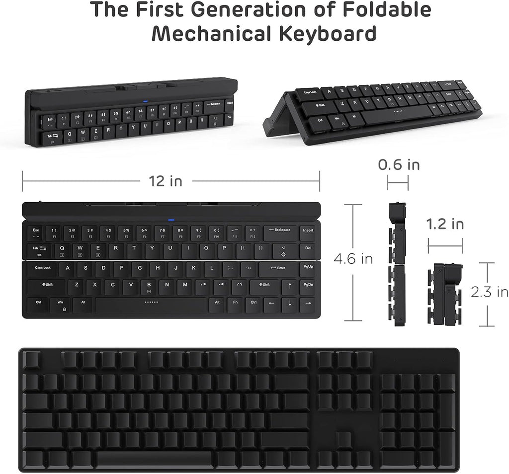 68 Keys 60% Foldable Mechanical Keyboard with Aluminum Body, White Backlit Z154
