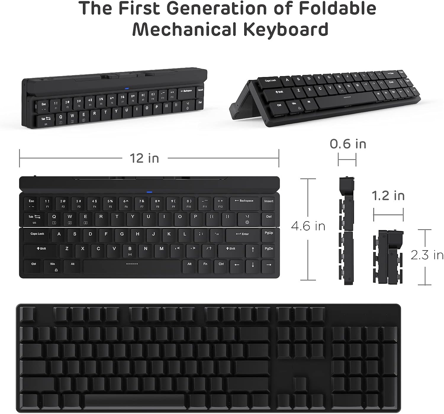 68 Keys 60% Foldable Mechanical Keyboard with Aluminum Body, White Backlit Z154