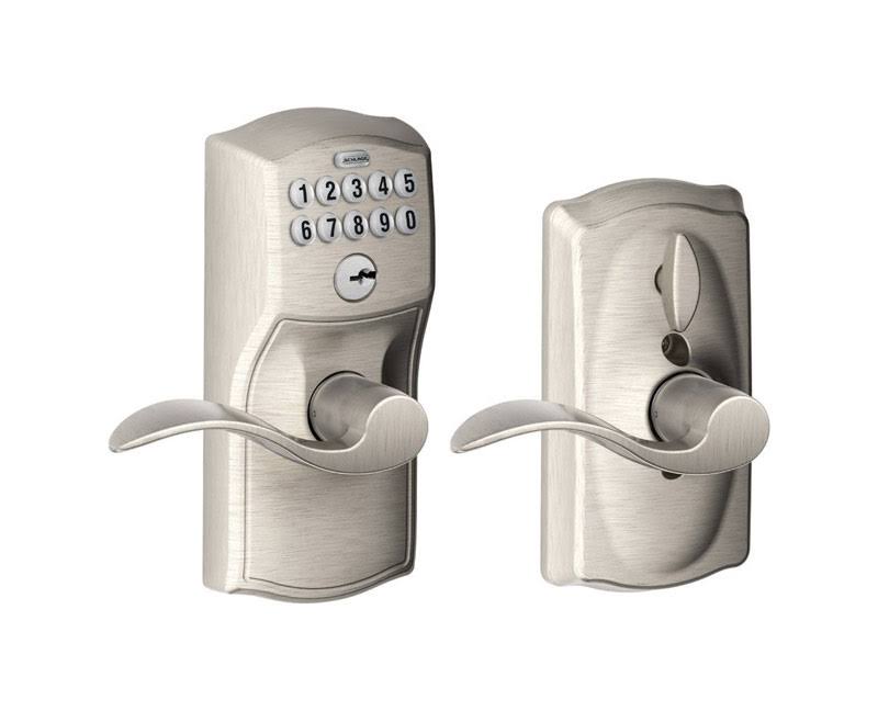 Satin Nickel Keypad Entry Door Lever Set E257