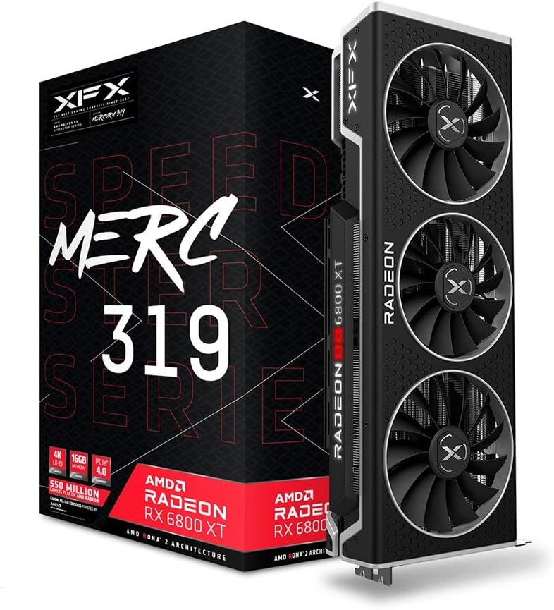 Black 16GB GDDR6 Radeon RX 6800XT Graphics Card J8394