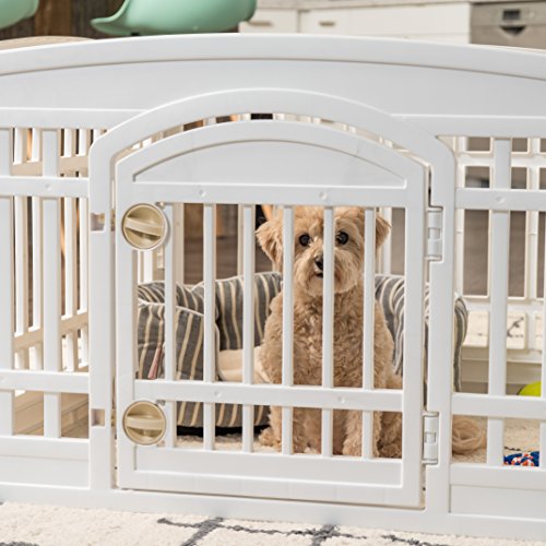 Black 4-Panel 24" Dog Playpen with Door N75803
