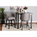 Grey Fabric and Espresso Brown Finished Wood 2-Piece Swivel Counter Stool P212