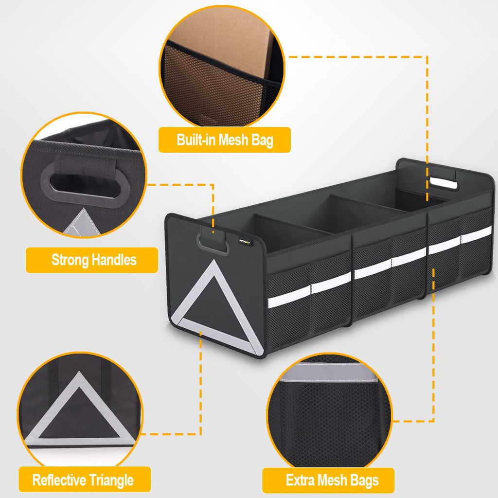 Foldable Trunk Organizer with Reflective Stripe, Pack of 2 J2588