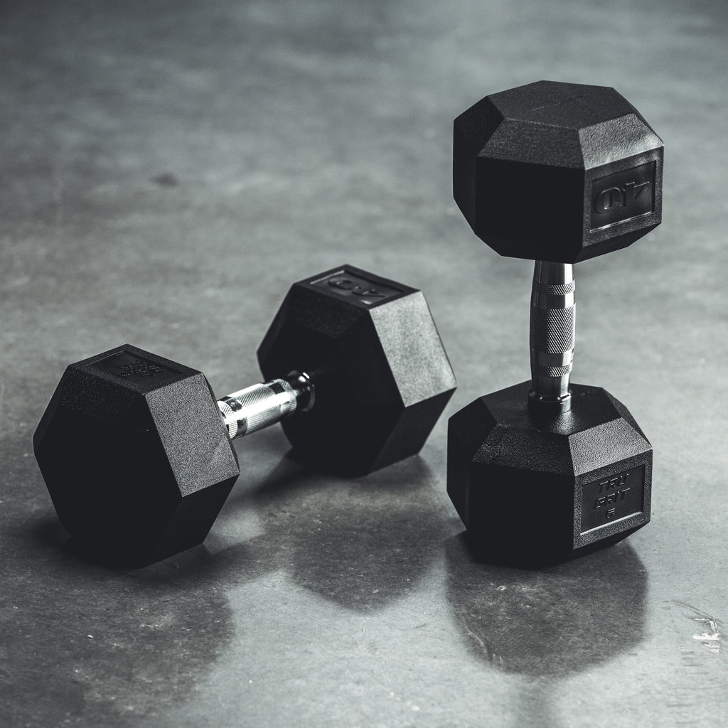 25 lb Black Hex Rubber Dumbbell C3438