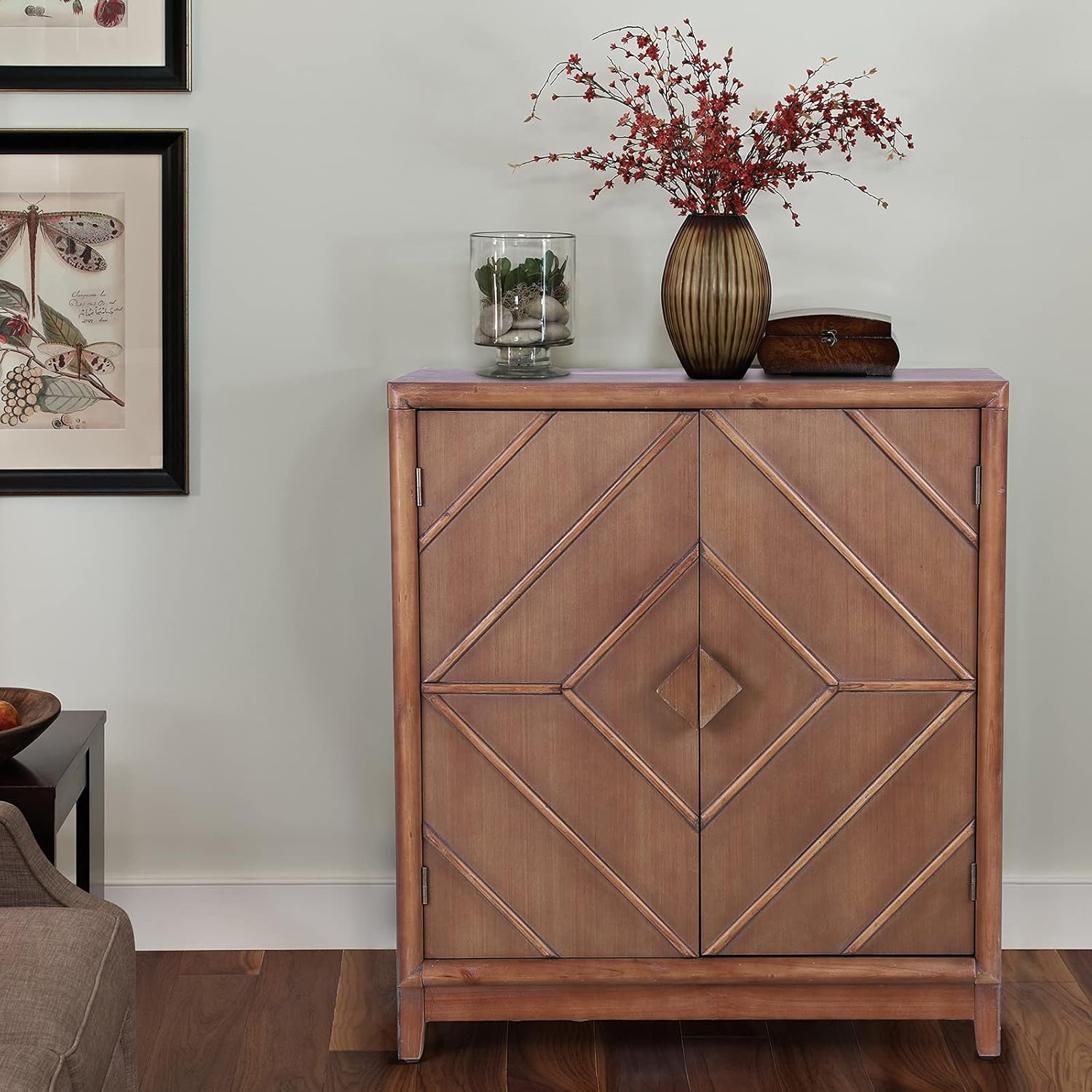 White Distressed Accent Storage Cabinet with 2 Doors G9280