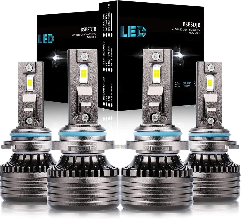 9005 High Beam + H11 Low Beam LED Headlight Bulbs, 6000K Cool White, Pack of 4 E248
