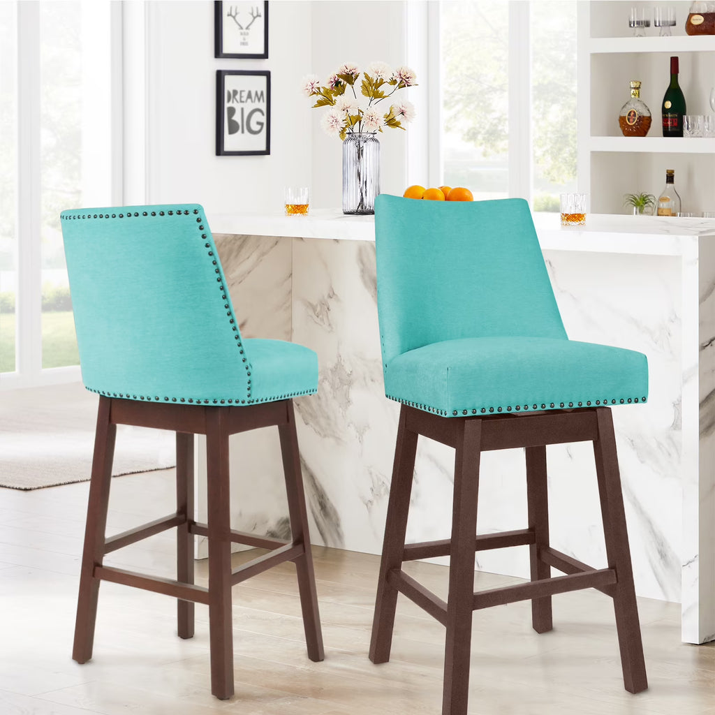 Tiffany Swivel Upholstered Bar Stools Set of 2 S5127
