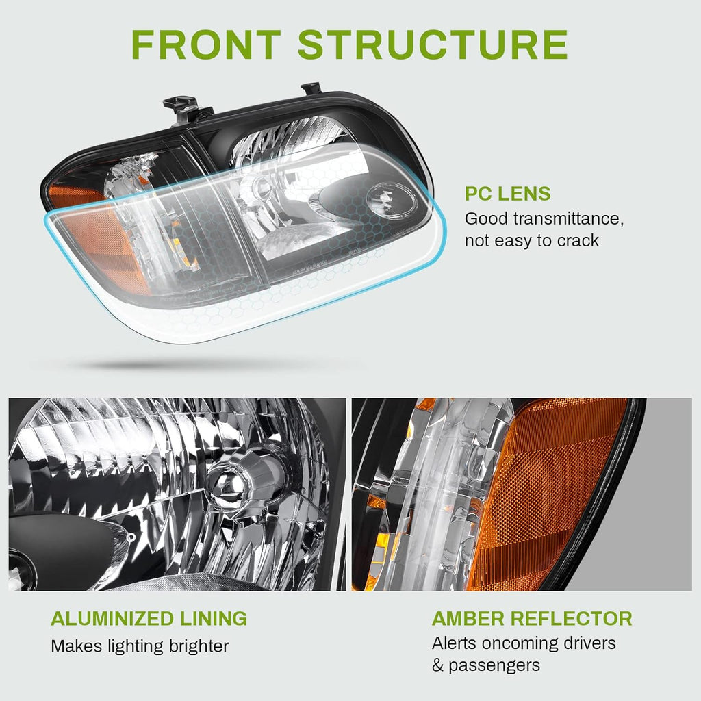Headlight Assembly Black Housing Clear Lens E682984