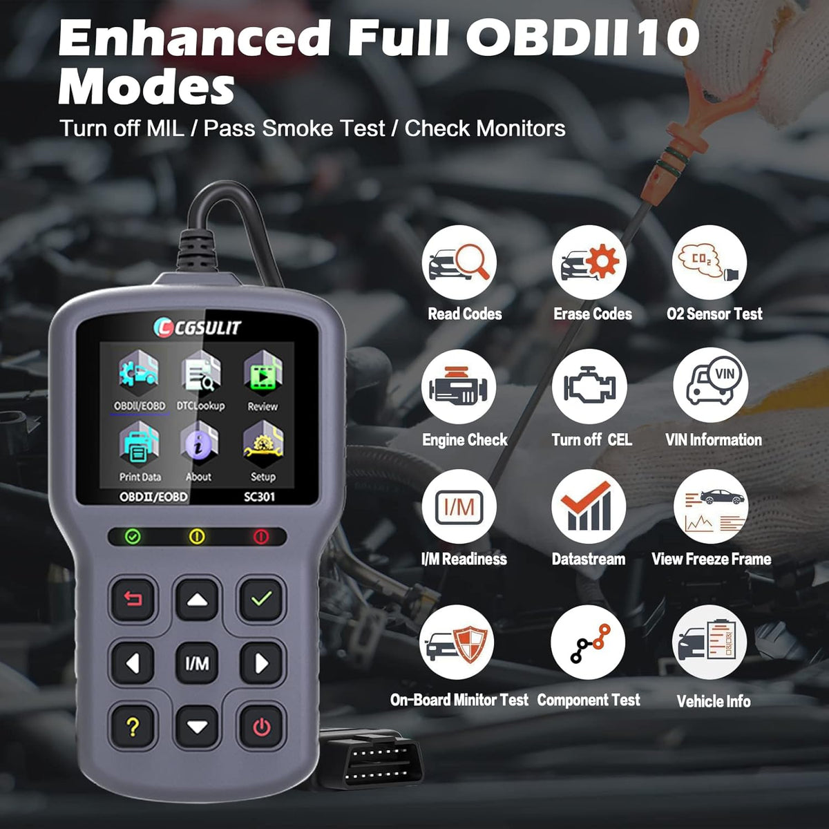 OBD2 Scanner Code Reader with Reset Full OBDII Functions Diagnostic Scan Tool Grey Pack of 2 V306
