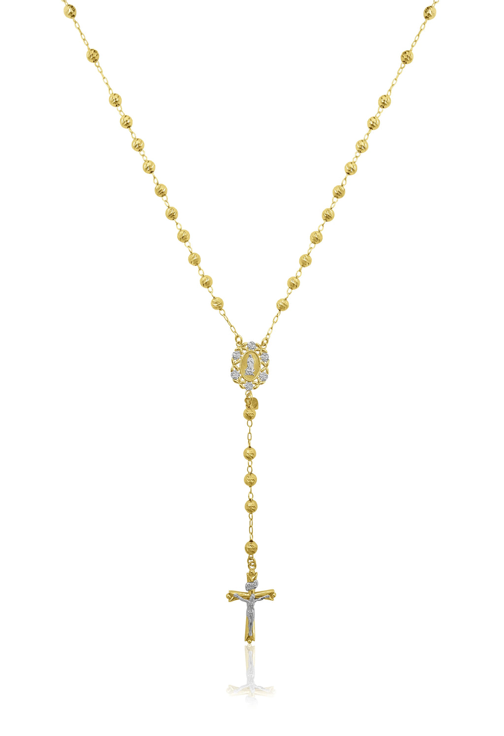 14K Gold Plated Sterling Silver Rosary Necklace 26" X5168