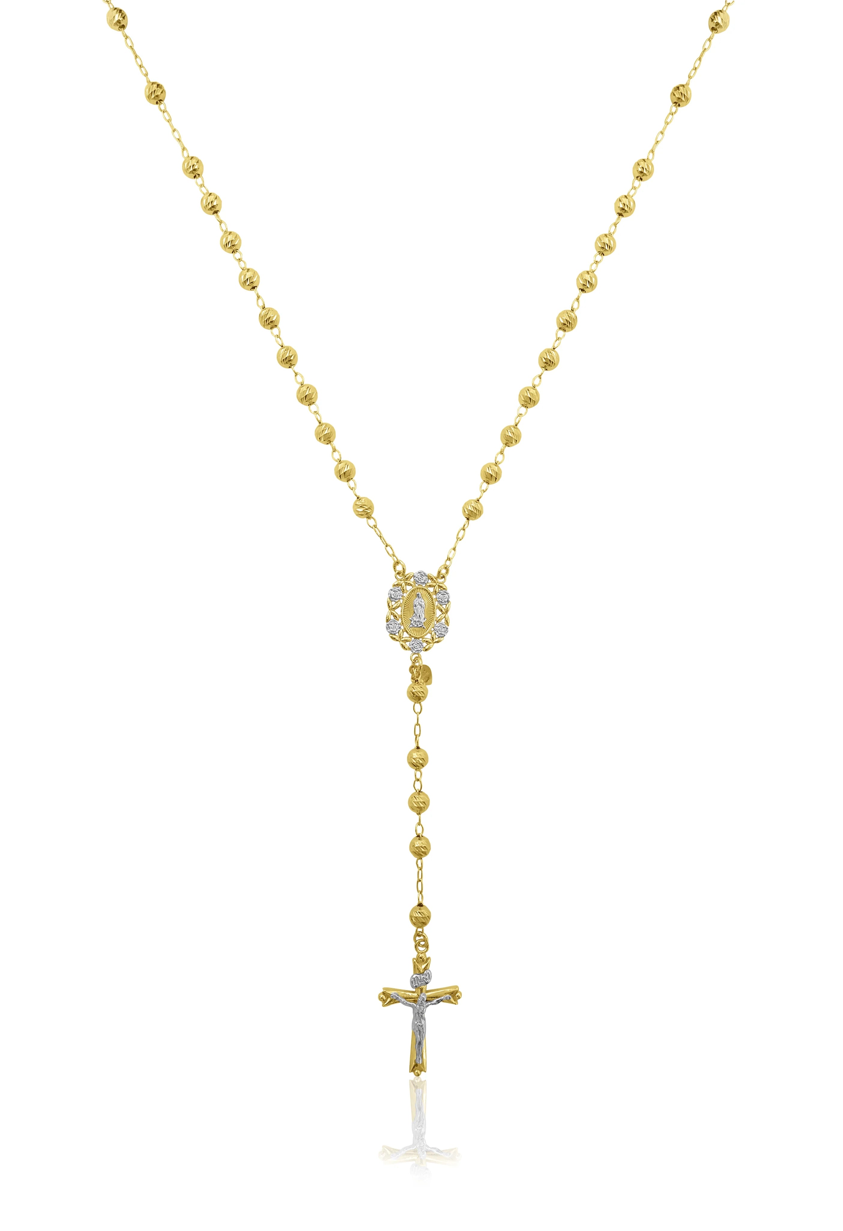 14K Gold Plated Sterling Silver Rosary Necklace 26" X5168