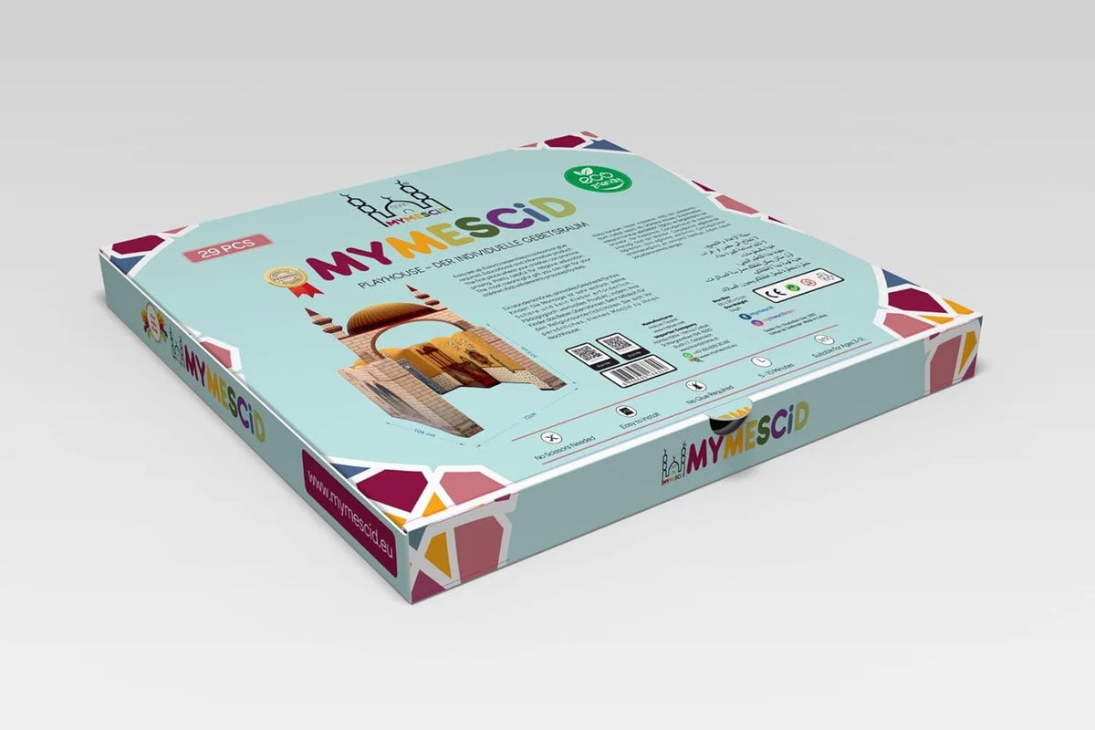 Portable Cardboard Playhouse Masjid for Muslim Kids Educational Interactive Toy with Prayer Mat G88524