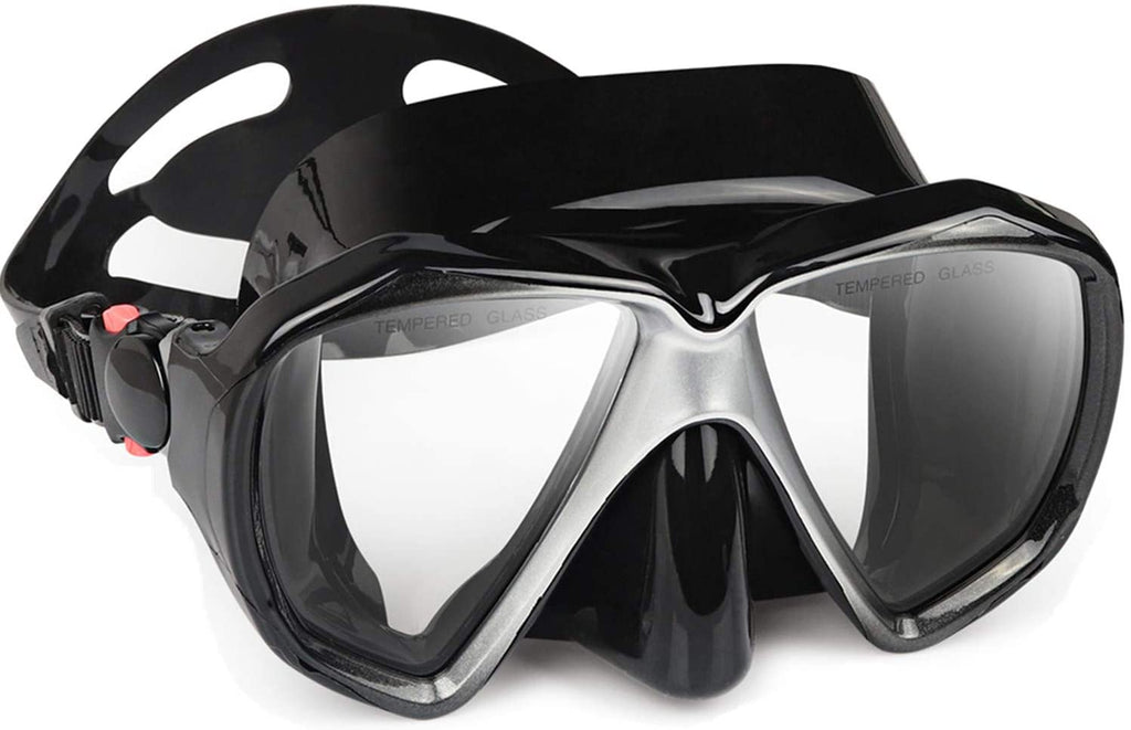 Snorkel Diving Mask with Tempered Anti-Fog Lens and Silicone Skirt Strap V6832