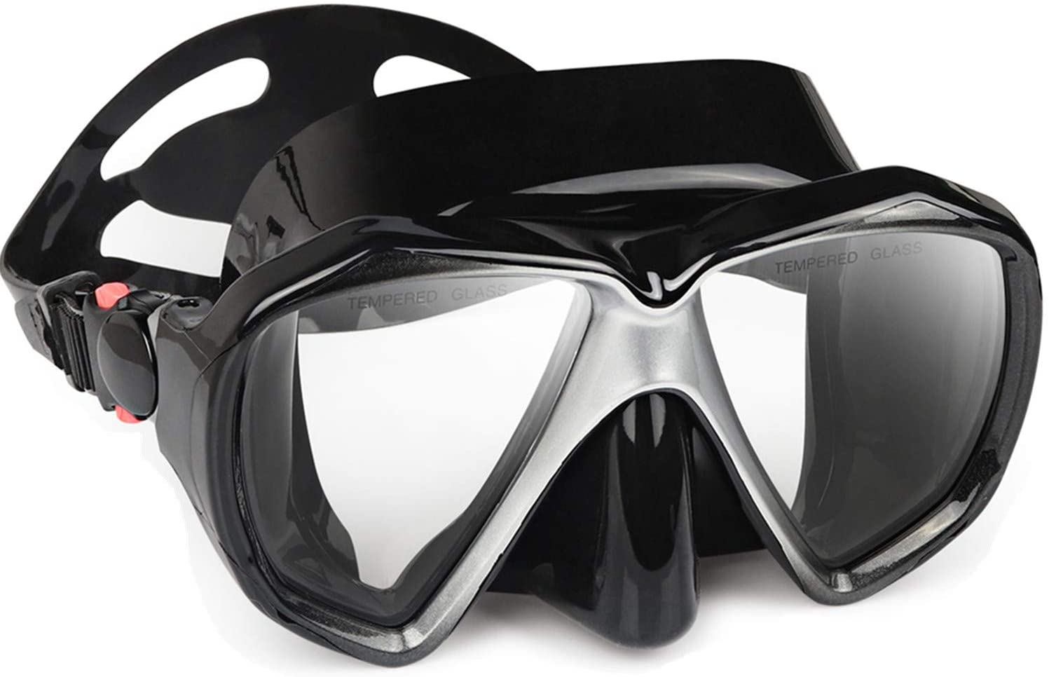 Snorkel Diving Mask with Tempered Anti-Fog Lens and Silicone Skirt Strap V6832