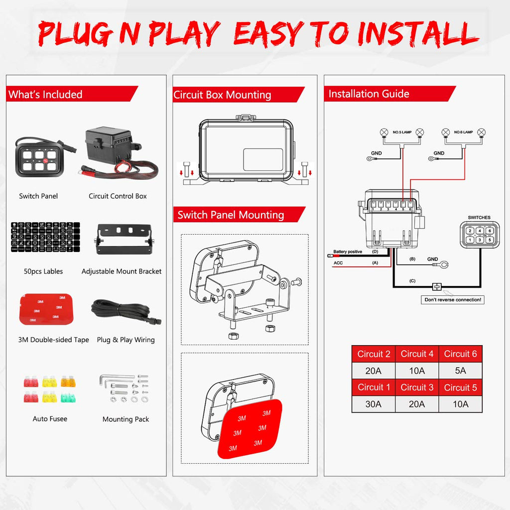 6 Gang Switch Panel Automatic Dimmable Touch Switch Box W12681
