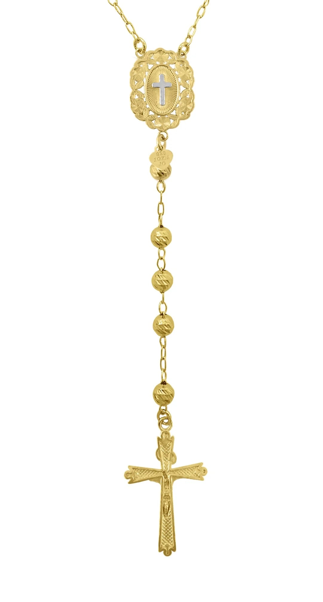 14K Gold Plated Sterling Silver Rosary Necklace 26" X5168