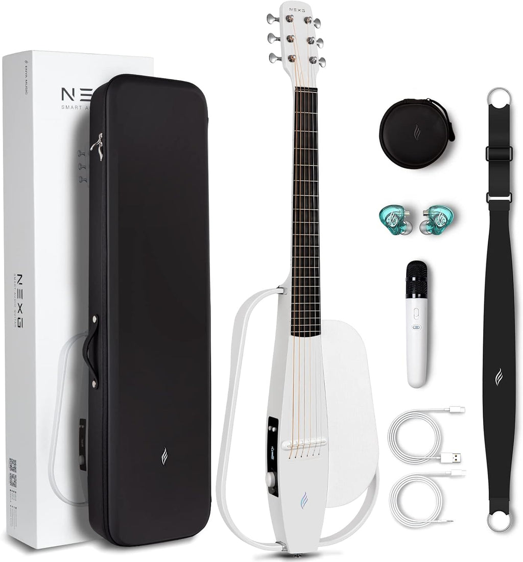 Carbon Fiber Acoustic-Electric Guitar with 50W Wireless Speaker, Preamp, Wireless Microphone, Hi-Fi Monitor Earphones, Strap, and Case (Black) O39488