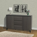 Oak Gray Wood Buffet Server Cabinet Console Table G644922