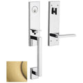 Satin Brass and Brown Tubular Entrance Handleset V62722
