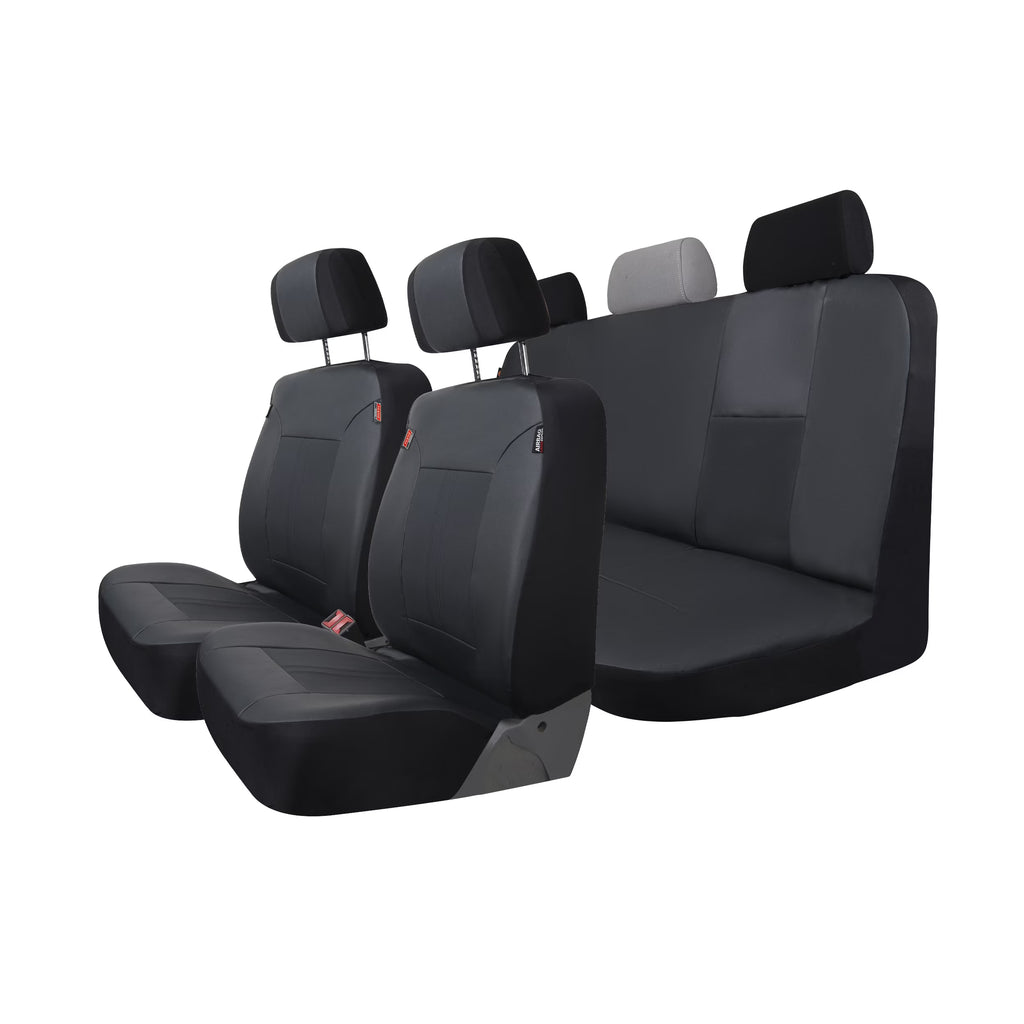 3 Piece Vegan Leather Seat Covers Black Q556388