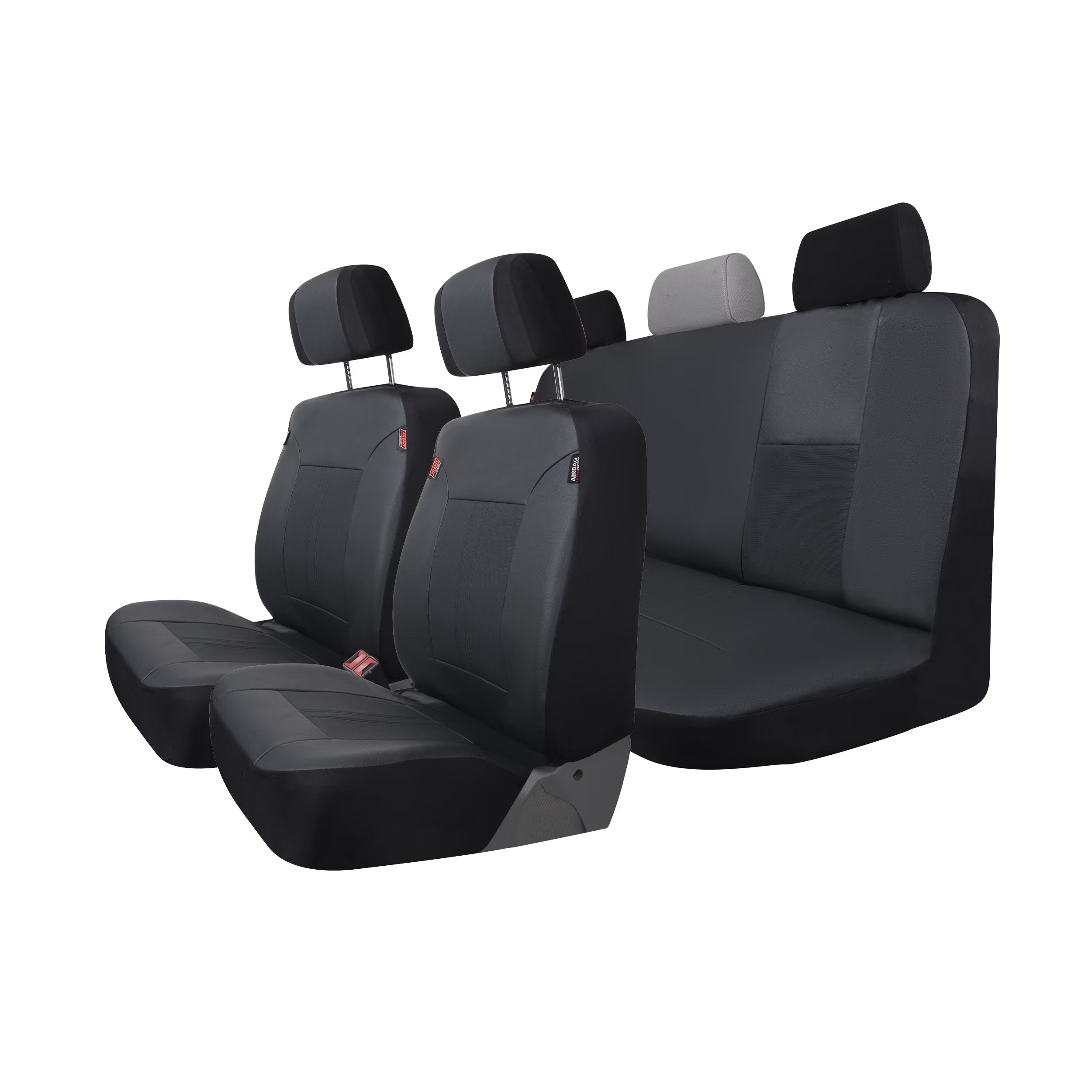 3 Piece Vegan Leather Seat Covers Black Q556388