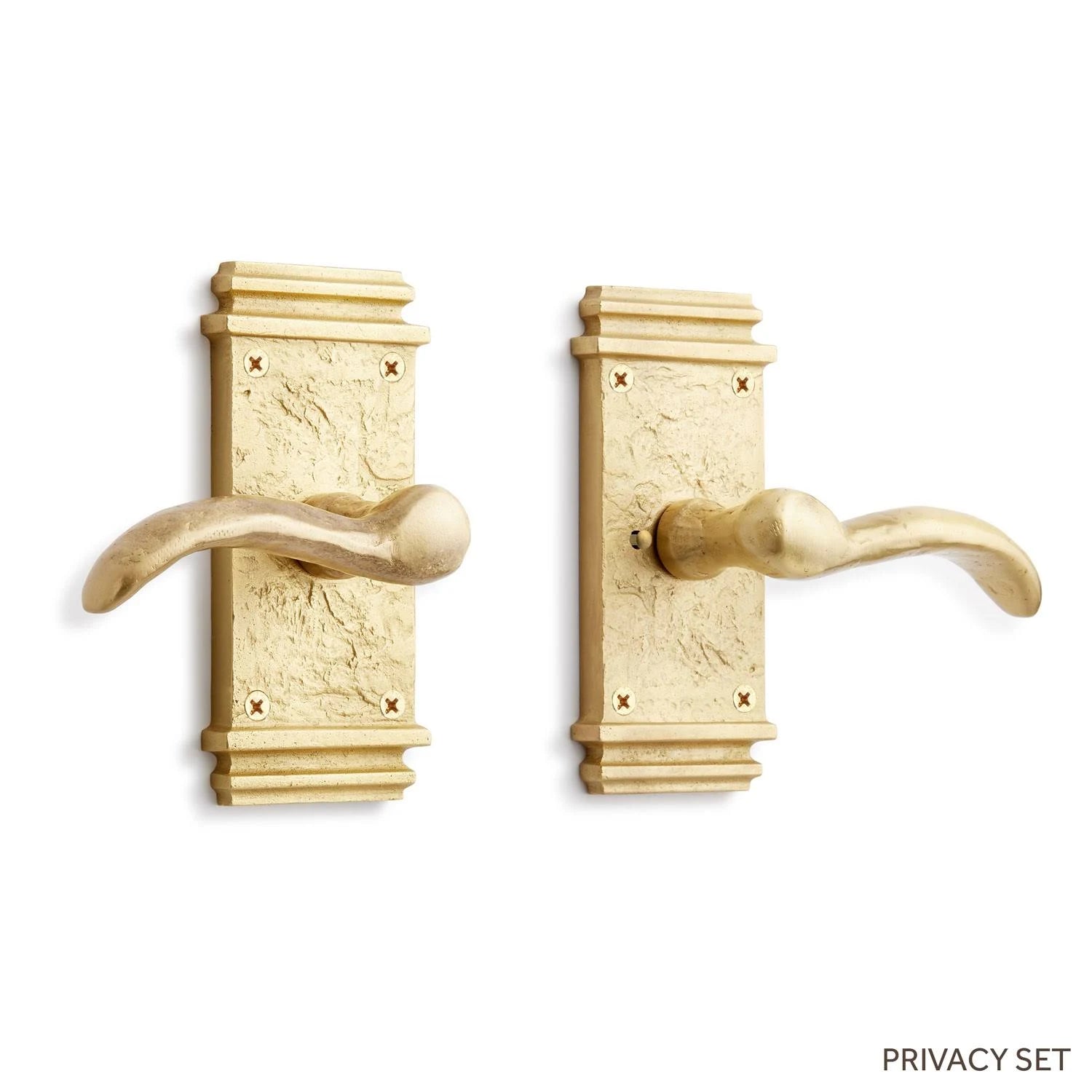 Satin Brass Privacy Interior Door Set with Lever Handle Y38110