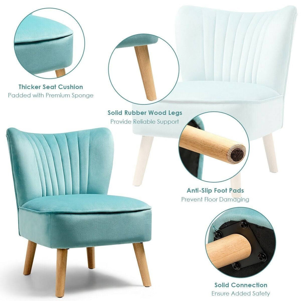 Green Velvet Armless Accent Chair L798