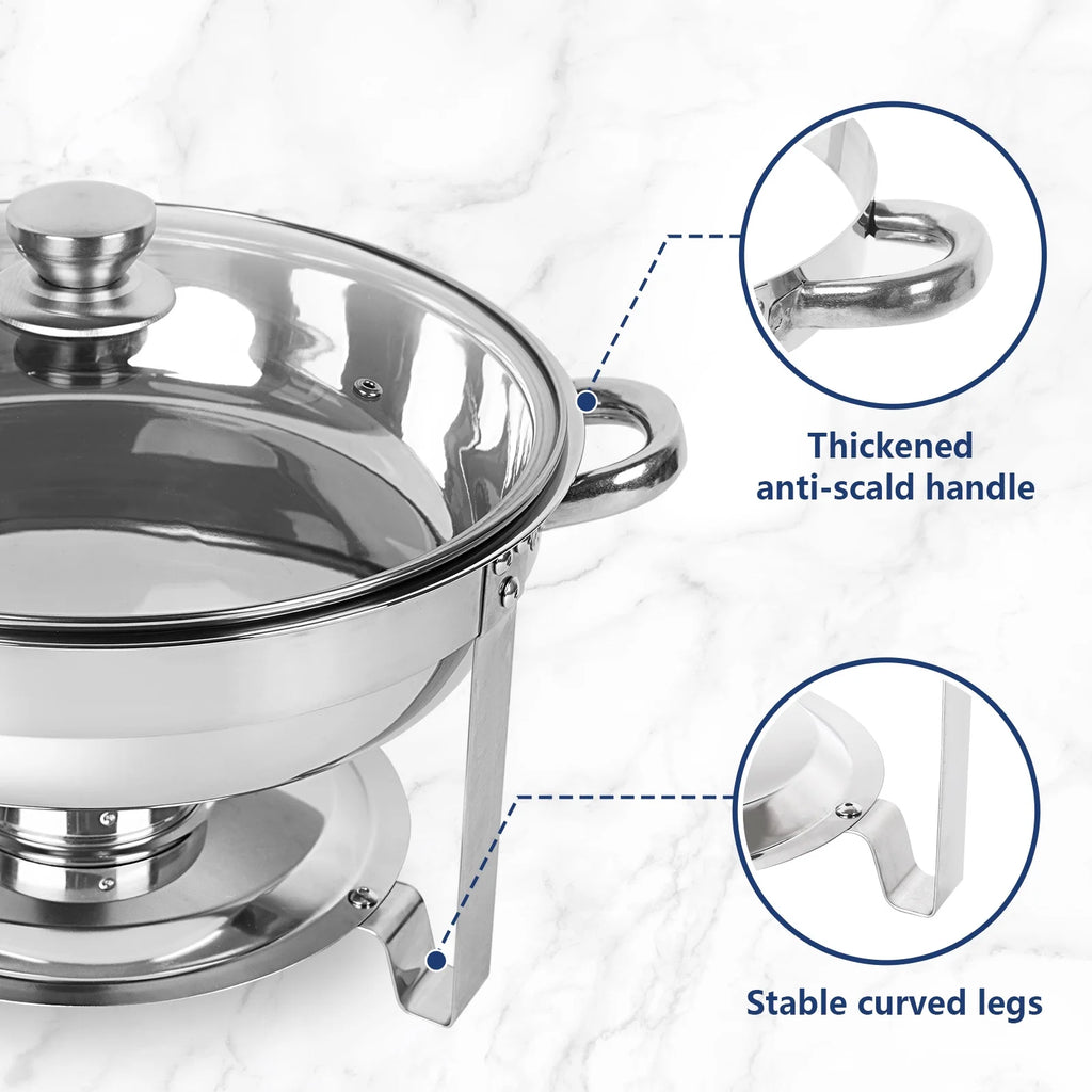 5Qt 4 Packs Stainless Steel Chafing Dish Set with Glass Lid P6269