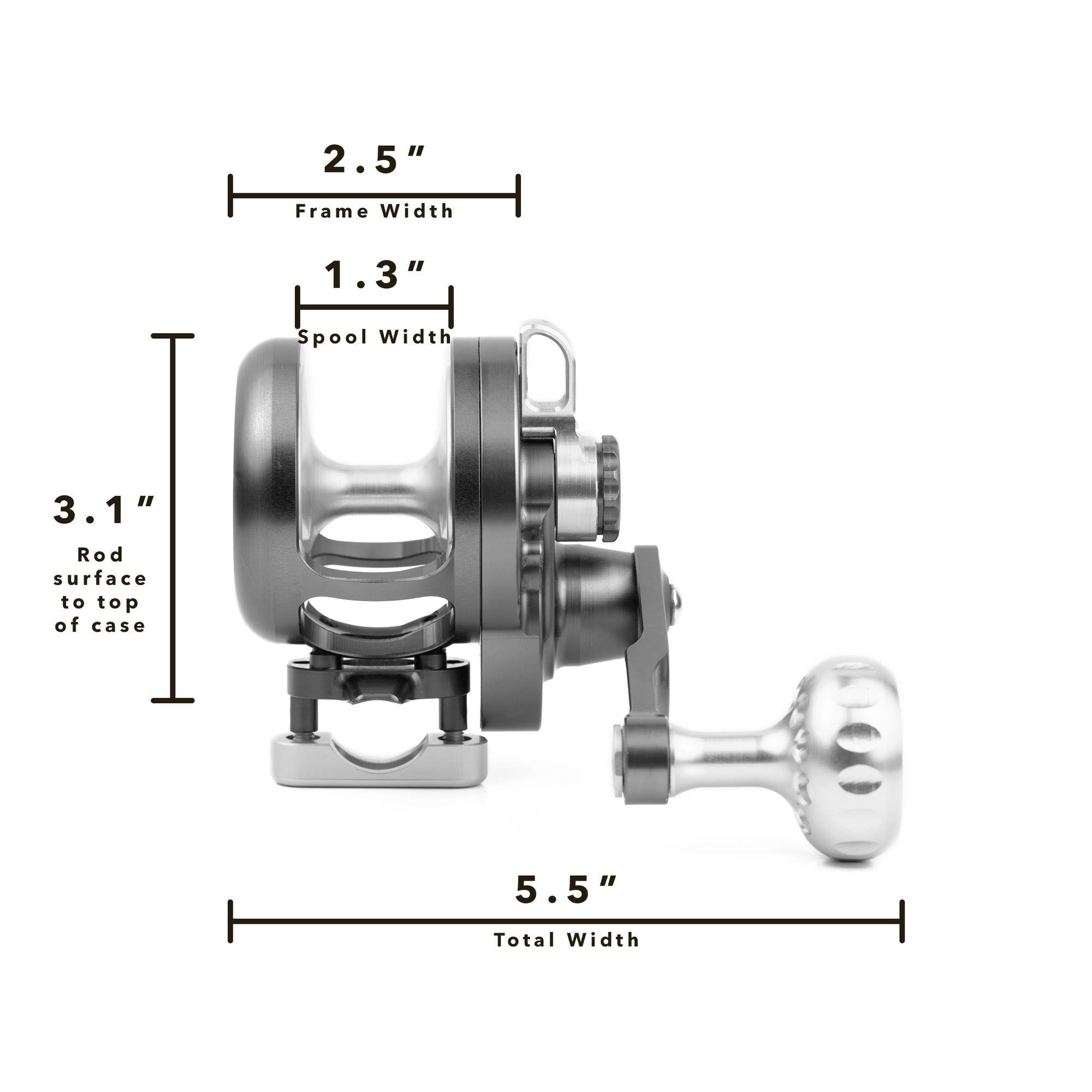 Smoke Silver Lever Drag Narrow Reel I2513