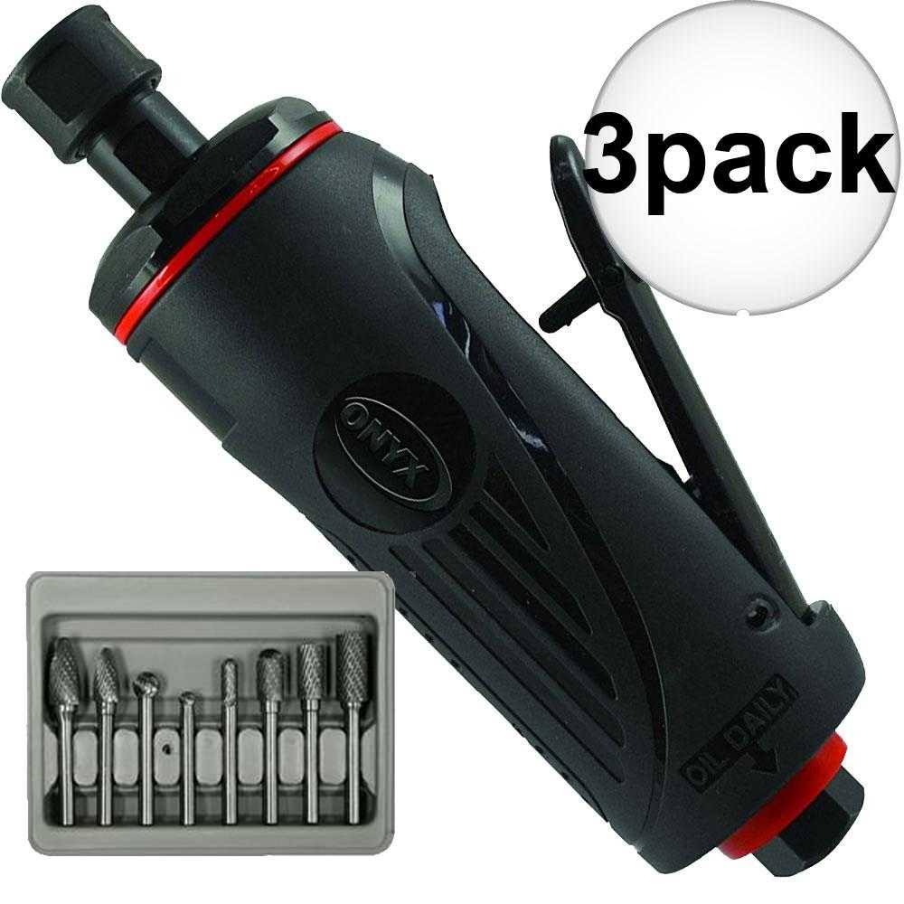 Onyx 1/4x22 Die Grinder with 8-Pc Rotary Burr Set 3-Pack N208610