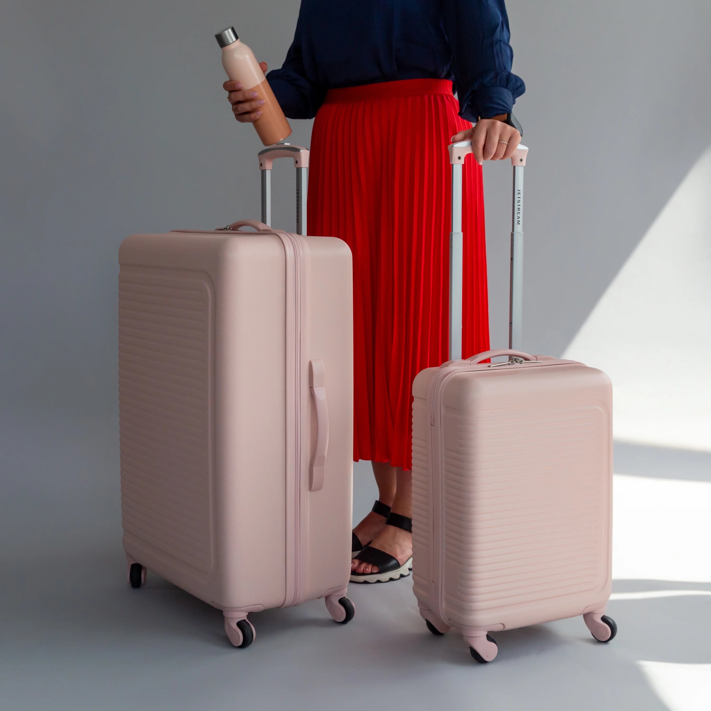 5pc Hardside Rolling Spinner Upright Set with Packing Cubes, Blush O92818