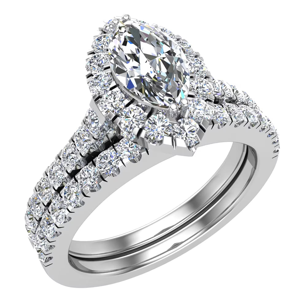14K White Gold Diamond Wedding Ring Set 1.25 CT N213635