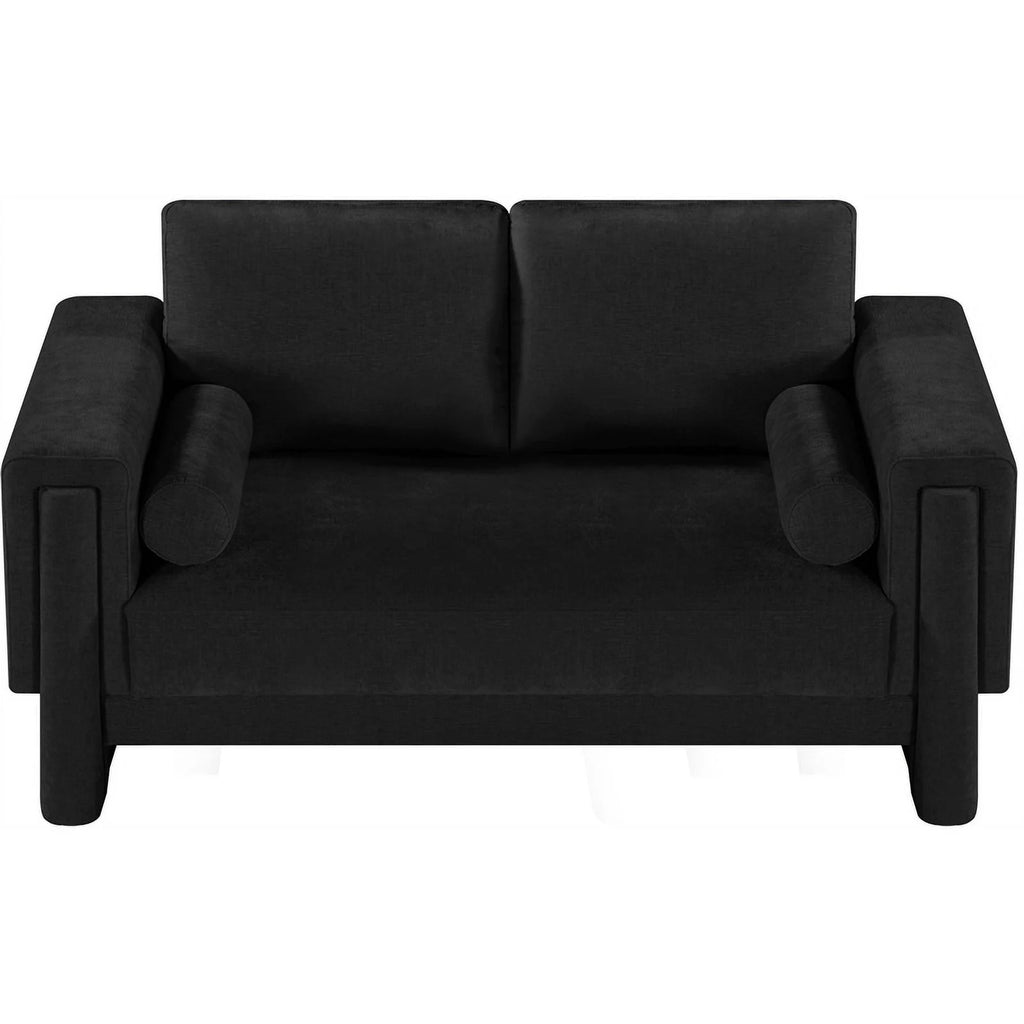 Black Chenille Fabric Loveseat M73806