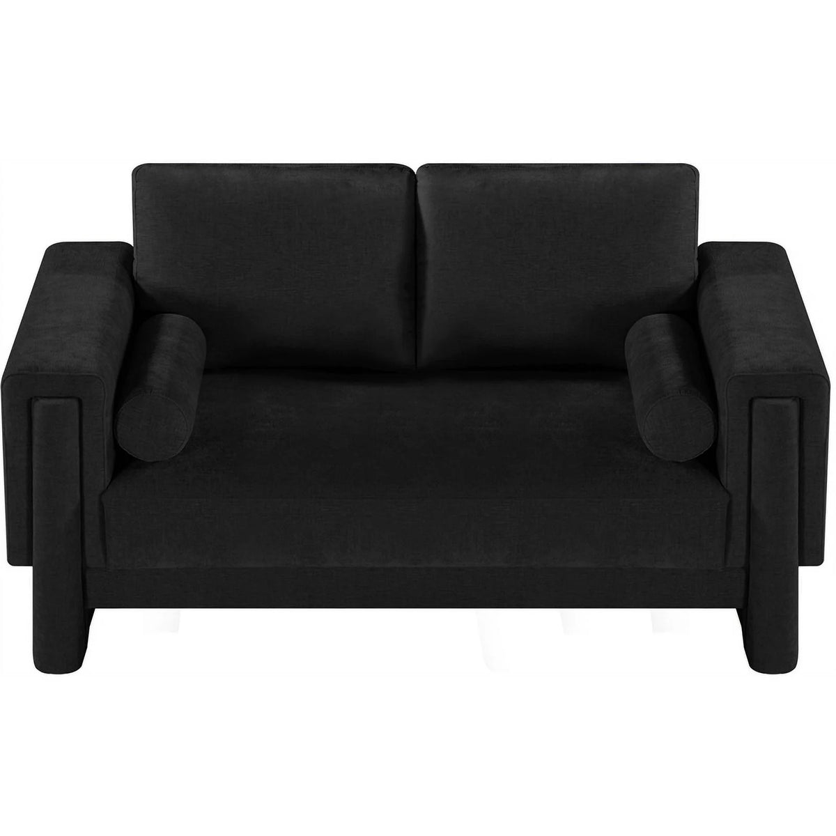 Black Chenille Fabric Loveseat M73806