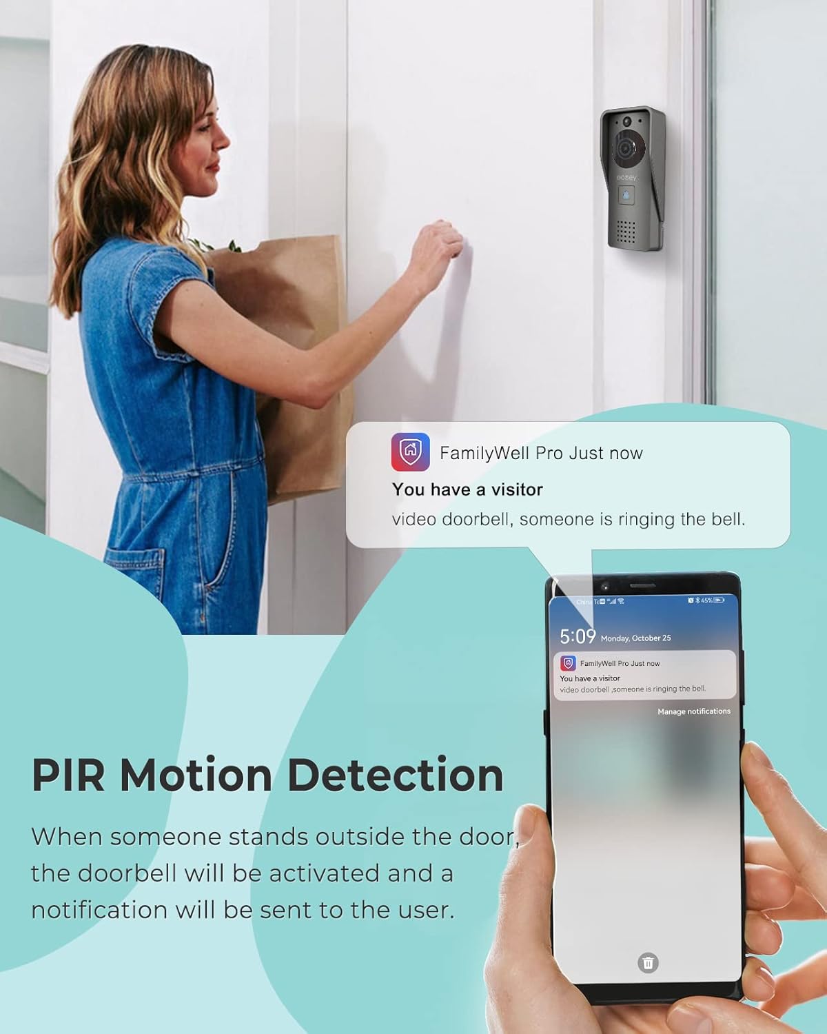 Video Doorbell Camera with Two-Way Audio and 1080P HD T897