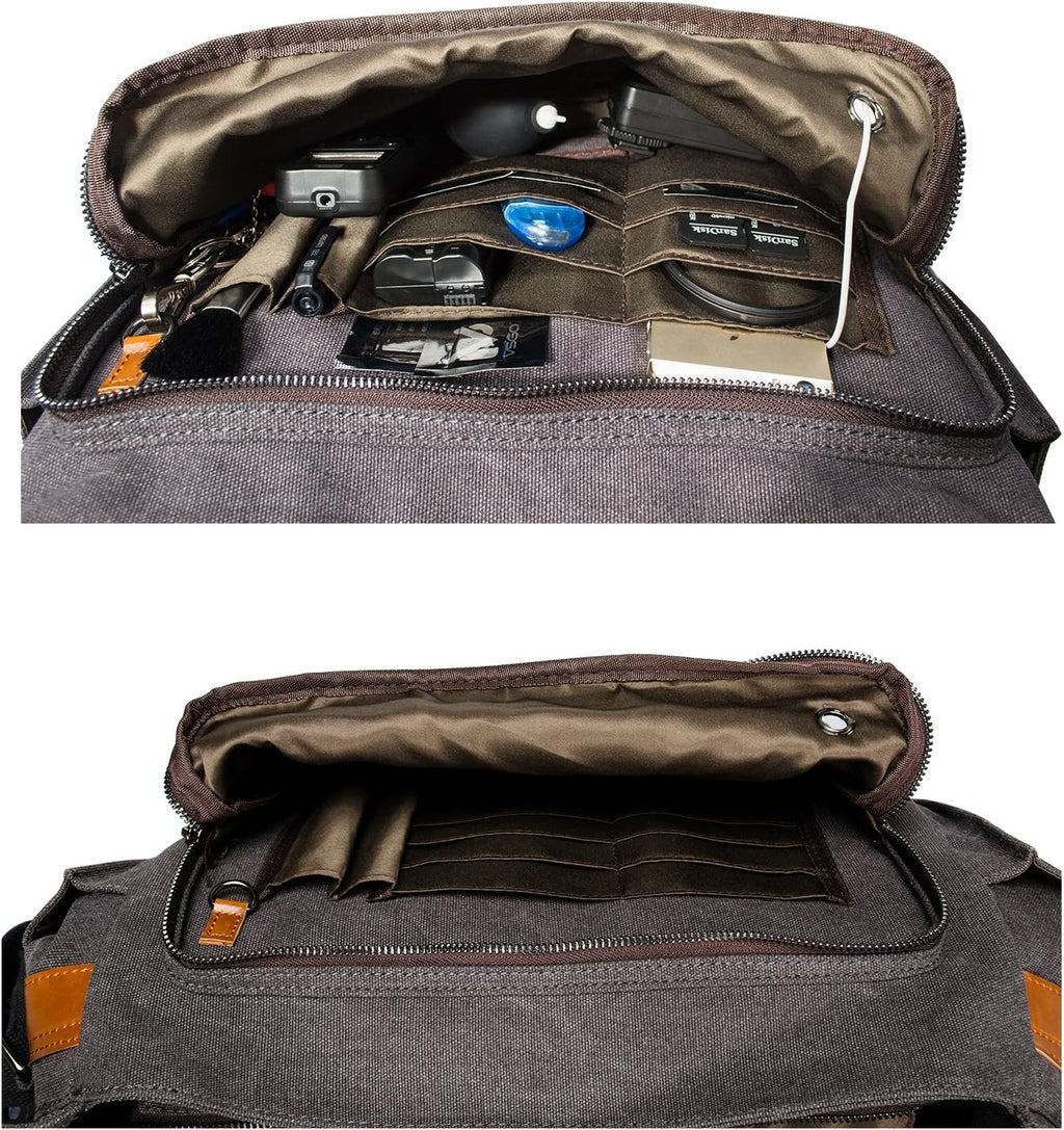 Canvas Messenger Bag with Camera Insert Sleeve L857064