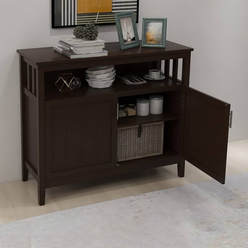 Wooden Kitchen Storage Sideboard Buffet Server Cabinet, Brown J27199