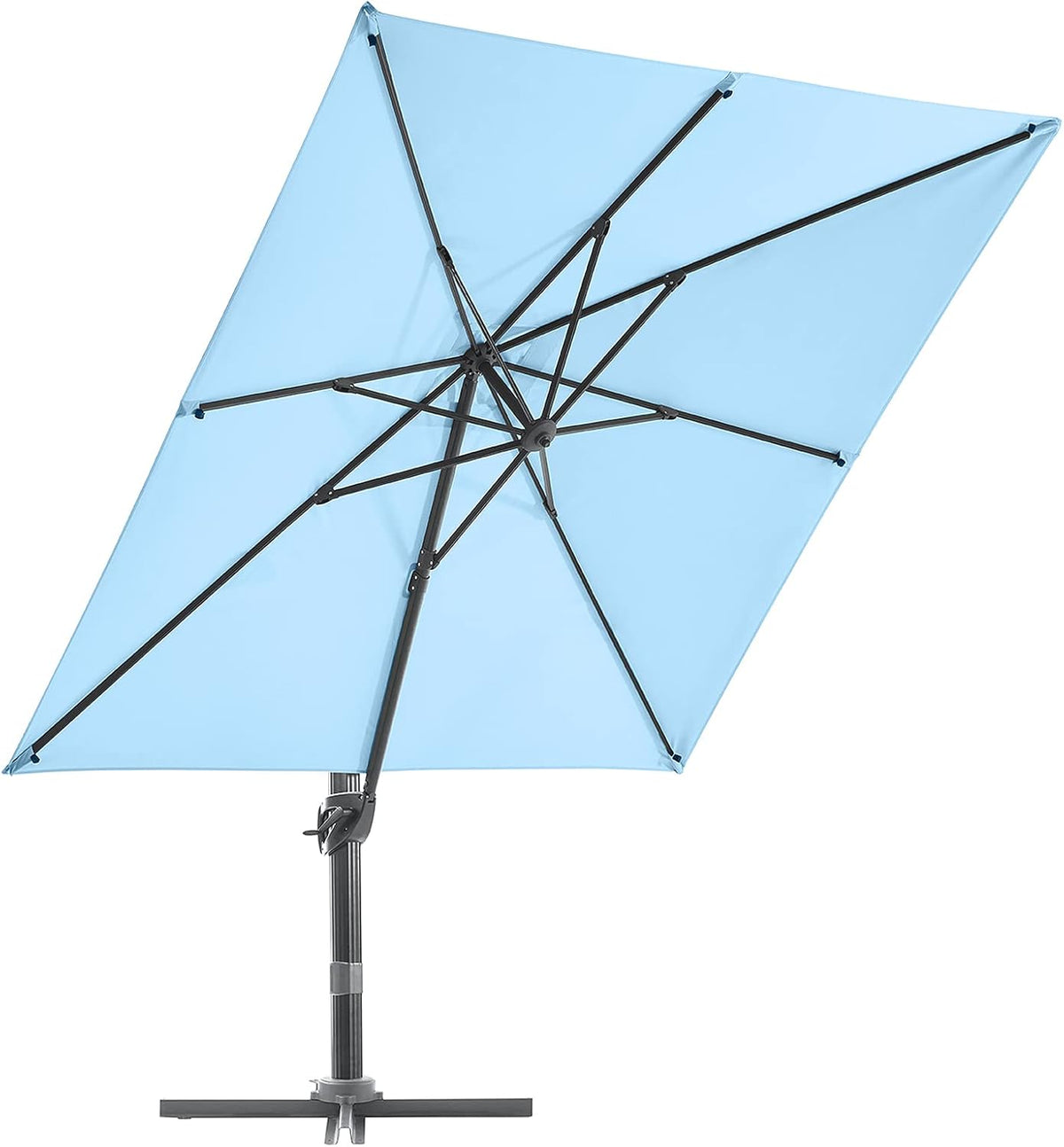 Sky Blue 9x9 FT Square Cantilever Umbrella with Cross Base J4238