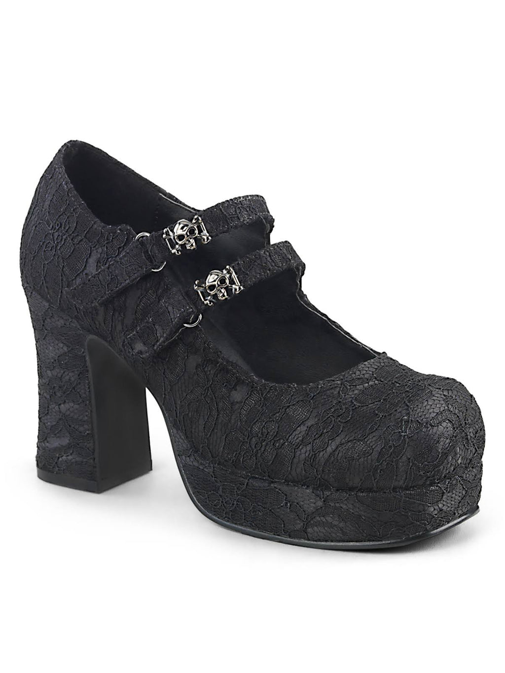 Black Satin-Lace Gothika-09 Shoes M3265